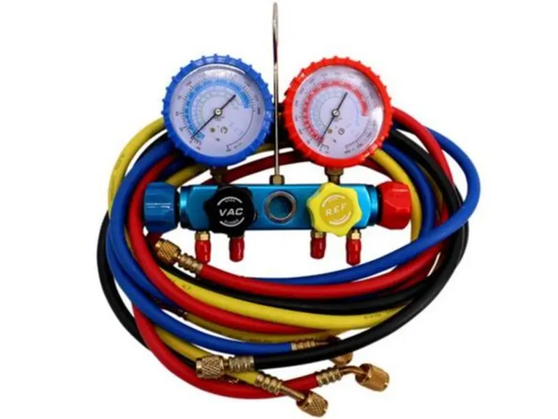 EnviroSafe 4 Way AC Manifold Gauge Set for R22, R410a, & R404A 60" Hoses #1000 Enviro-Safe
