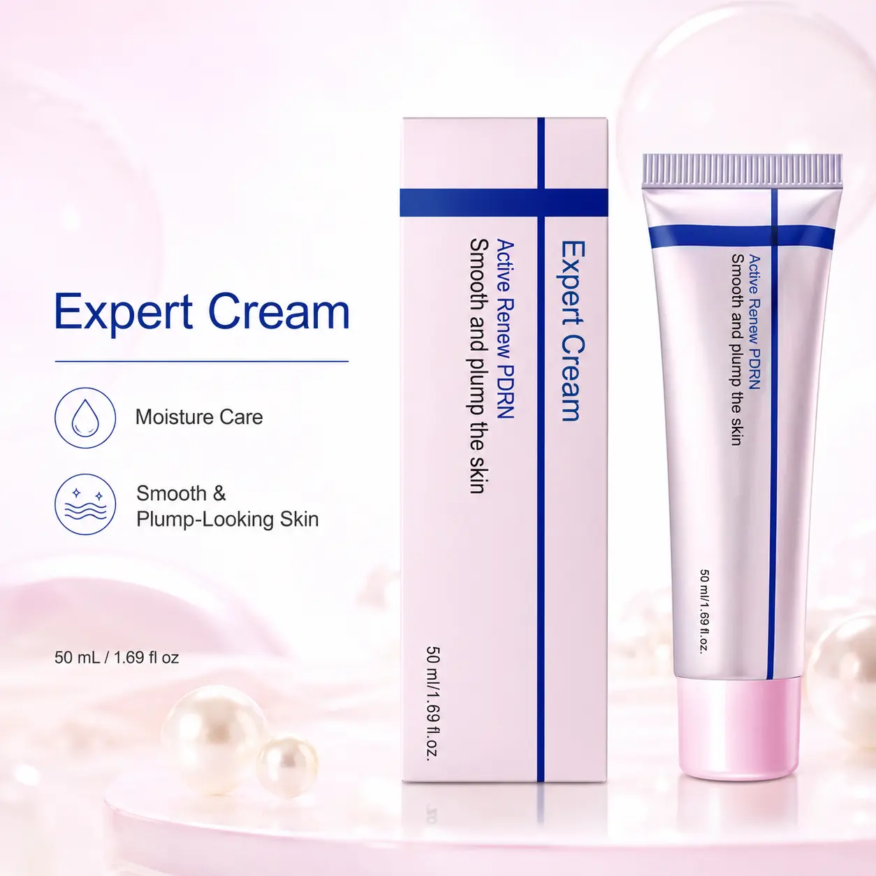 PDRN Night Cream, Moisturizing Face Cream for Dry, Dull-Looking Skin, Firming and Brightening Facial Moisturizer with Soft Cream Texture for Smooth, Plump-Looking Skin and Fine Line Care, 50 mL / 1.69 fl oz