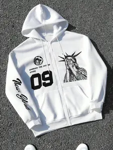 This men's printed knitted hoodie, made from a relaxed knit fabric and adorned with letters, numbers, and graphics, is a perfect choice for fall and winter Casual streetwear. Its comfortable material also makes it an excellent gift.