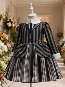 Girl's Wednesday Adams cosplay outfit children's Adams black dress Party costume