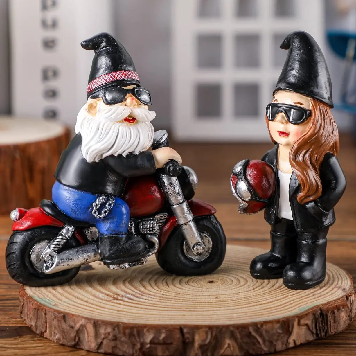 Gnomes Figures 3D Gnomes Statue Desktop Decor for 4th of July Holiday Seasonal Thanking Giving Birthday Parties Indoor Outdoor Home Decoration, Cool Biker Coffee Lavender Butterfly Gnomes Ornaments, Housewarming Gift
