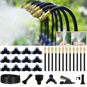 DIY free-bending drip irrigation kit, with brass spray nozzle of 5-30m water pipe, automatic watering system, with 7.87-inch rotating brass spray nozzle, for spraying water on balconies, rainforests and gardens.