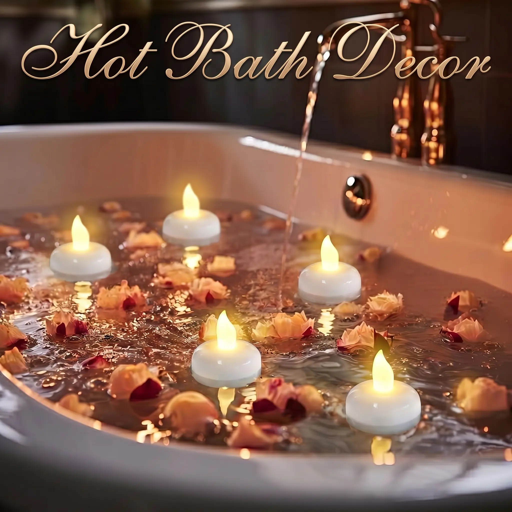 24-Pack Indoor Flameless Floating LED Candles, 200-Hour Warm White Flickering Tealights, Home Decoration Lamp for Wedding Centerpieces & Festive Home Decor