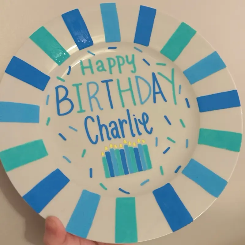 Personalized Handpainted Ceramic Birthday Plate