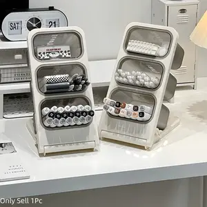 Foldable Desk Pen Organizer, Slant Desk Pen Holder, Marker Organizer for Desk, Multi-Functional Stationery Organizer, Pen and Pencil Holder with 3 Large Compartments, for Tea Bags, Coffee Pods, and Spices, Office Desk Accessories