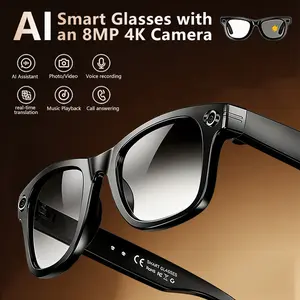 Multifunctional AI Smart Glasses with 8MP Camera & AI Voice Assistant - Hands-Free 1080P Video Recording Bluetooth Glasses,4K Photos,Real-Time Translation, Bluetooth Music, Photochromic Lenses for Outdoor Travel,Open-Ear Audio Wearable Chargeable