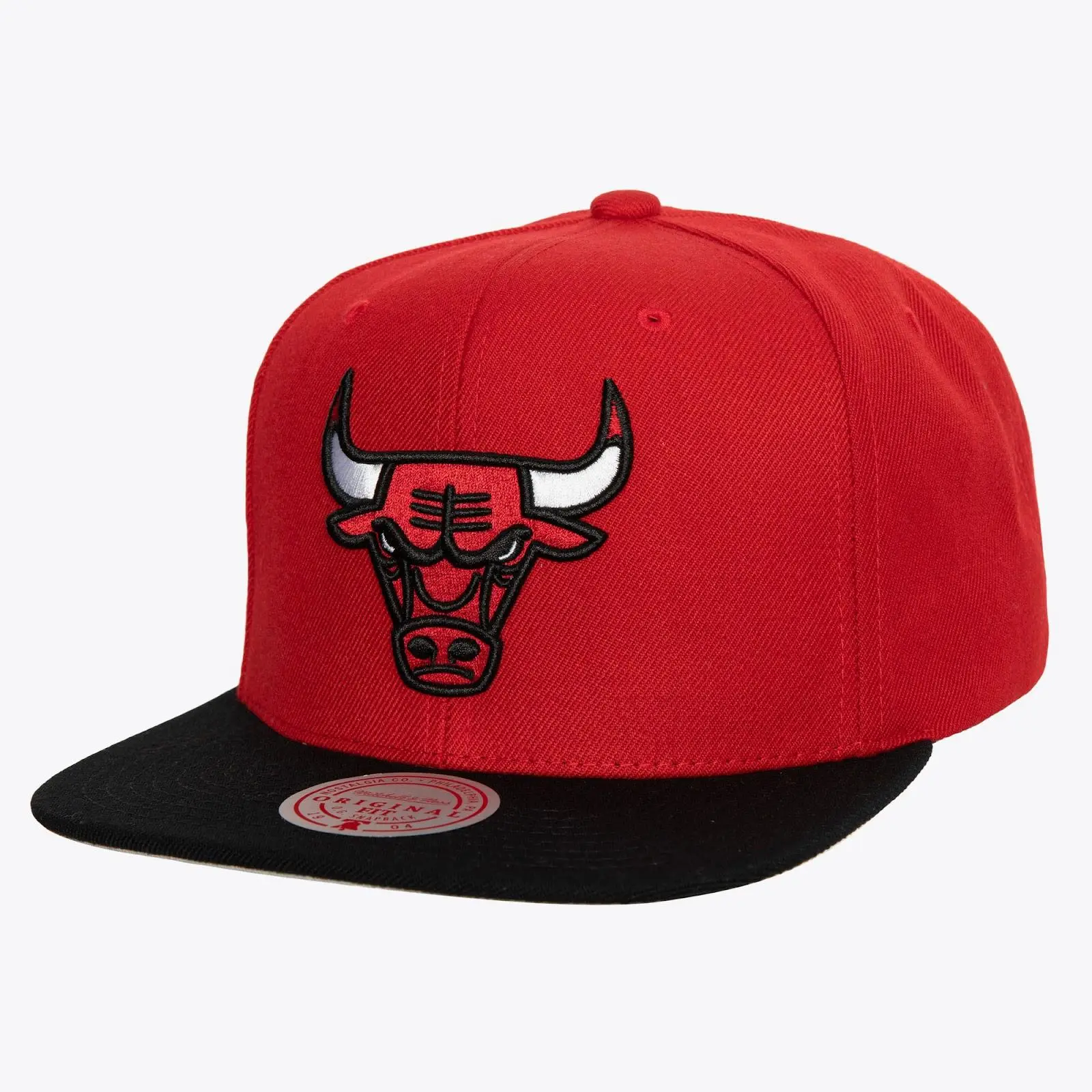 Mitchell & Ness Unisex Chicago Bulls 2-Tone Red-Black Acrylic Graphic Snapback NBA Throwback Cap, Adjustable Casual Hand-Wash Fan Gear, Team Logo