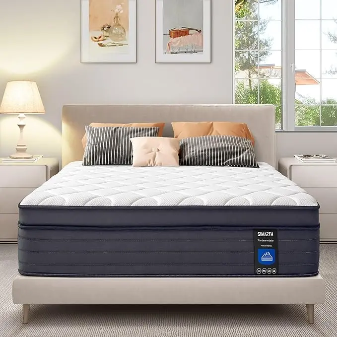 SIMARTH 12/14 Inch Cooling Memory Foam Mattress [NewVersion], Full/Queen/King, Fiberglass Free, Medium FirmnessCooling Gel Foam, Certified Safe Foams & Fabric, Mattress in A BoX