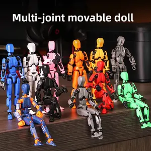 Articulated 3D Printed Third-Gen Lucky Figure Doll Stress Relief Gadget Lego Compatible Game Toy for Kids Adults Fidget Toy Collectible Desk Decor