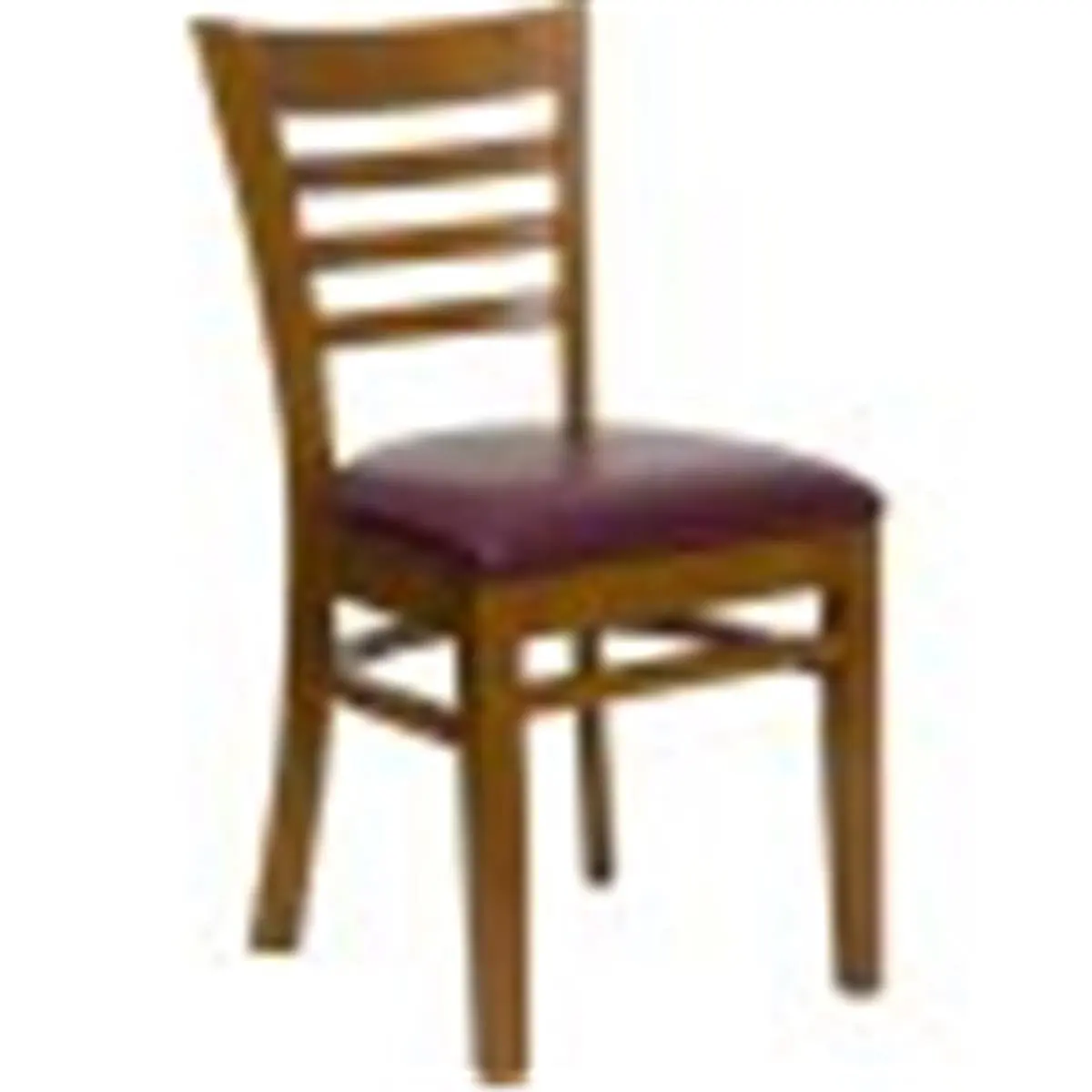 212 MAIN Heavy-Duty Ladder Back Outdoor Chair, Cherry Wood Frame, Burgundy Vinyl Padded Seat, Equipped with Curved Bar