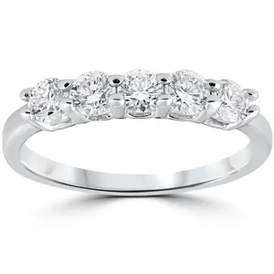 1/2ct Diamond Wedding Five Stone Ring 14k White Gold