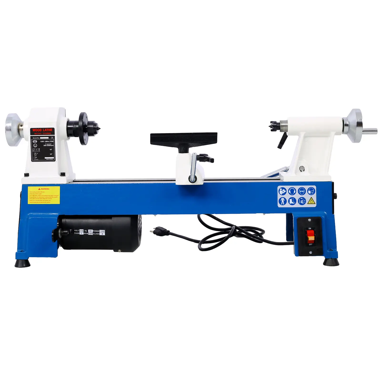 10x18in Benchtop Wood Lathe Machine, 1/2HP Multi-Functional Woodworking Power Tool with 5 Variable Speeds (500-750-1150-1800-3200RPM)