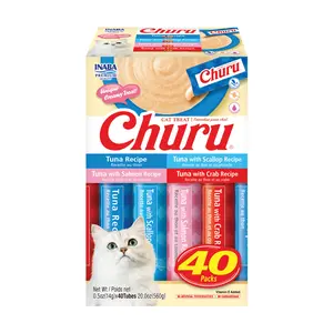 Inaba Churu Creamy, Lickable Wet Cat Treats, 0.5 oz, Tuna Variety Pack 40 Tubes