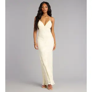 Enya Floral Mesh Lace-Up Formal Dress