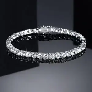 MDFUN Unisex 3-5mm Round Cut Cubic Zirconia Waterproof Tennis Bracelet Classic Couple Gift for Anniversary Birthday Engagement High-Quality Hip-Hop Style festival gift