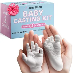 Luna Bean Baby Hand and Foot Casting Kit 2pc – Perfect Gift for New Parents, Baby Showers, Nursery Décor and Maternity