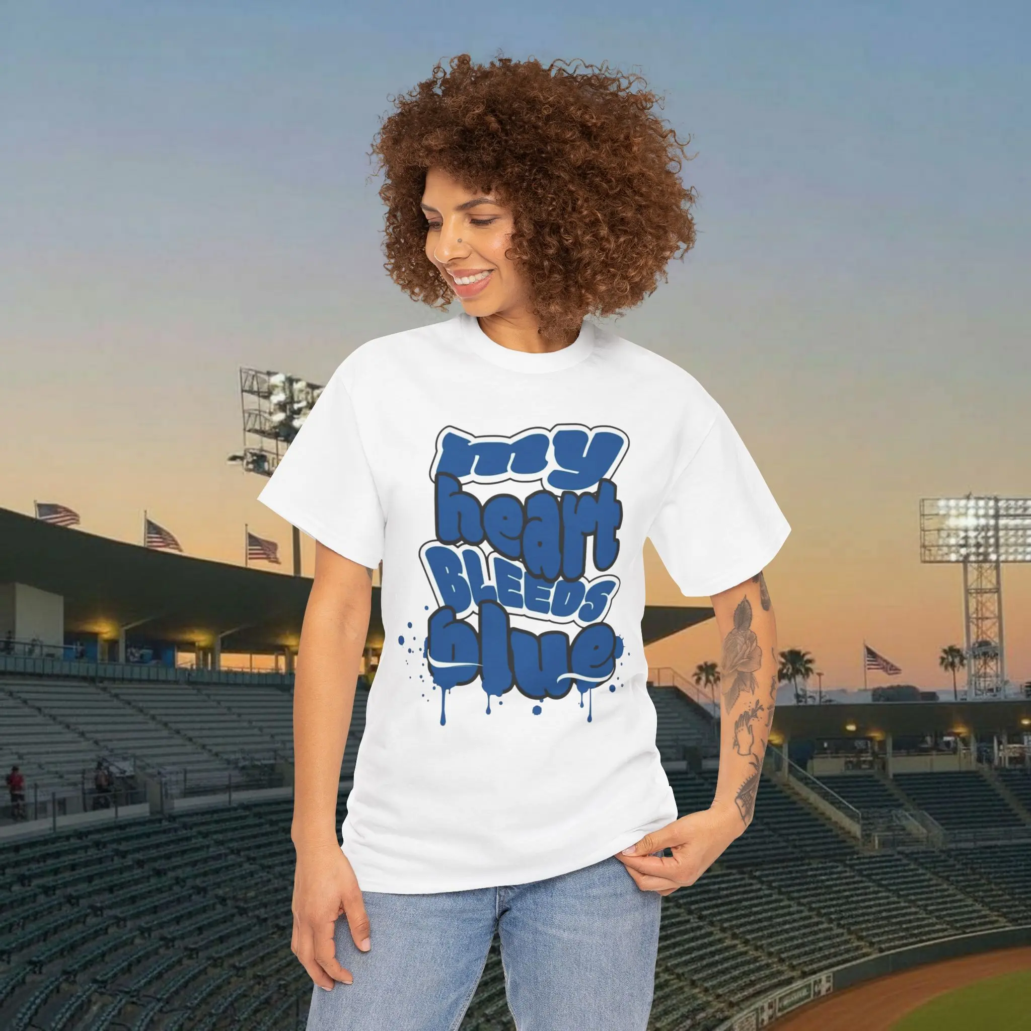 Dodgers Baseball Fans Unisex Tee, Heart Bleeds Blue Shirt, Great Gift for Sports Fans, Los Angeles Dodgers Tshirt, Fan Apparel, Unofficial