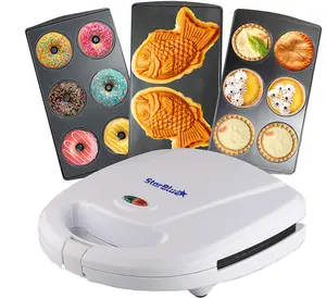 Mini-Donuts Maker, Mini-Pie and Quiche Maker, Taiyaki Maker – NEW 3 in 1 Three Slices Detachable Dessert Maker by StarBlue – White AC 110-120V 50/60Hz 700-800W