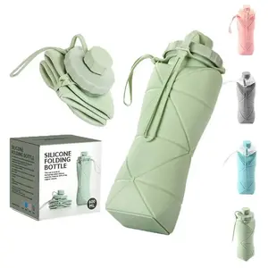 600ml Silicone Collapsible Bottle, Adult Portable Reusable Plastic Cup, Outdoor Travel Fitness Water Bottle, Motivational Drinking Bottle, Portable, Expandable, Large Capacity