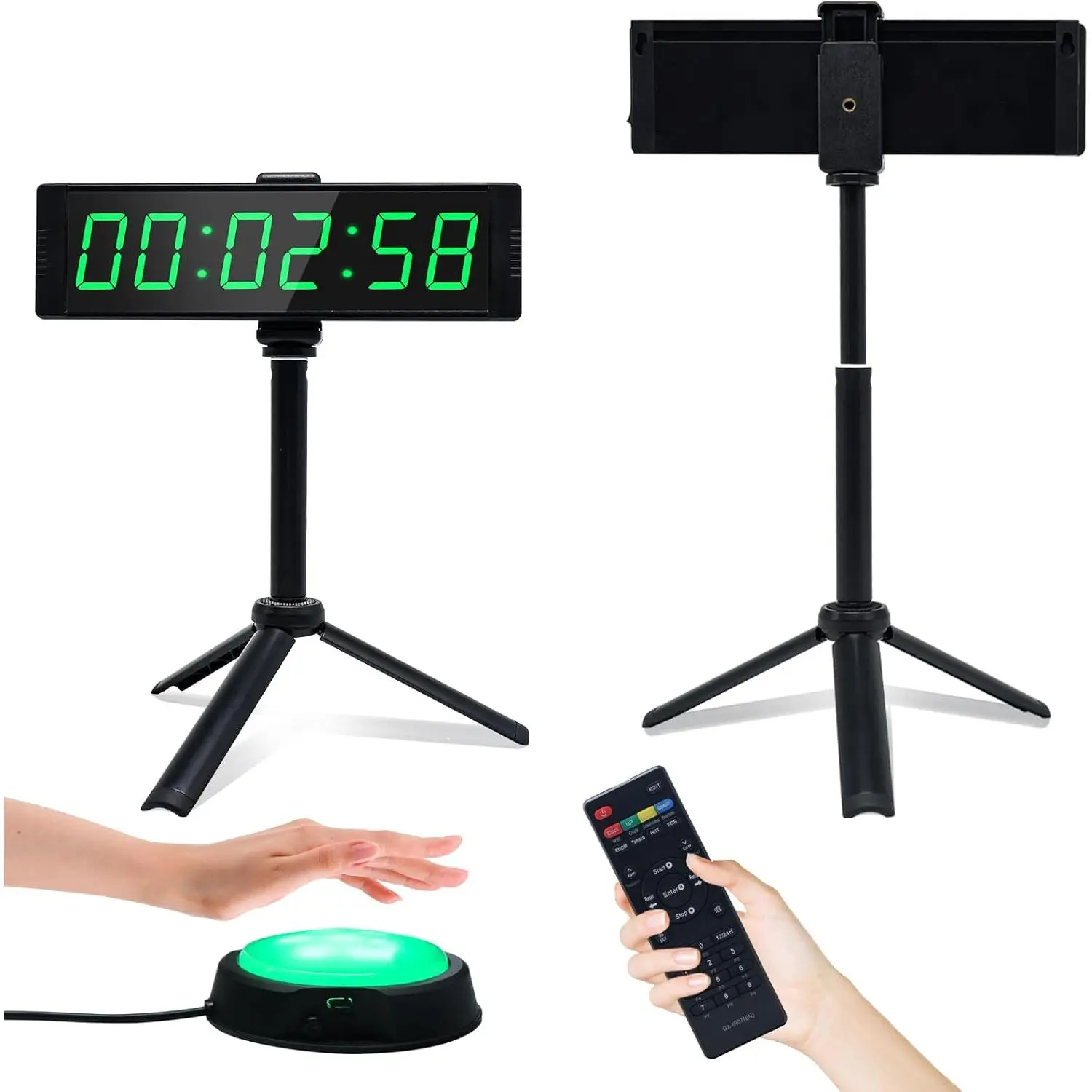 Gym Timer Clock for Home Gym, Fitness Timer with Stopwatch Button, Large Digital Stopwatch Countdown Clock, 12/24H Digital Wall Clock, with Stand