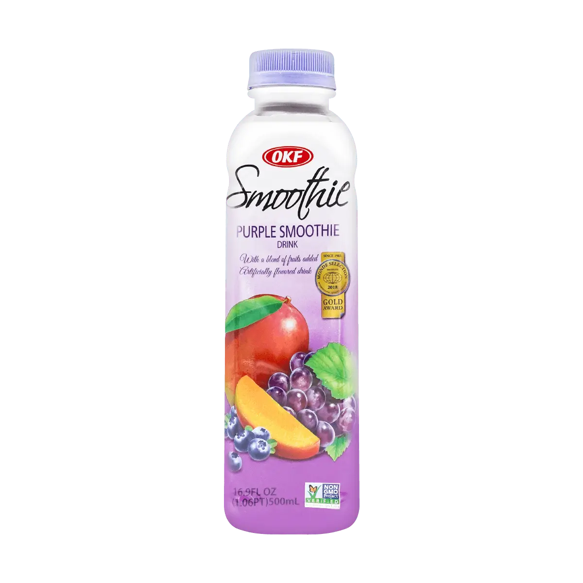 OKF Korean Smoothie Drink - Real Grape Pulp Beverage, 500ml Bottle - Refreshing Fruit Juice for Snacks & Parties