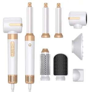 7-in-1 High Speed H Dryer with Self-Absorbing Curling W Multifunctional Styling Tool for Drying Volumizing Straightening & Curling Ionic Technology for Frizz-Free Shine 1875W Professional Smooth digital e to us led up value set blow air Rotating Hair Drye