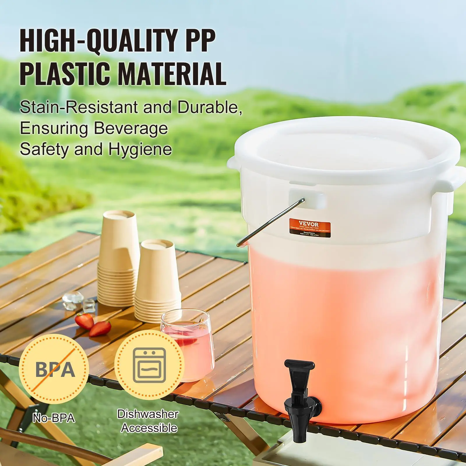 【Summerfinds】VEVOR Beverage Dispenser, 5 Gallon Drink Dispensers for Parties, Plastic Juice Dispenser with Spigot and Lid, Iced Tea Lemonade Juice Water Dispenser, for Restaurants, Hotels, Parties, 2 Pack