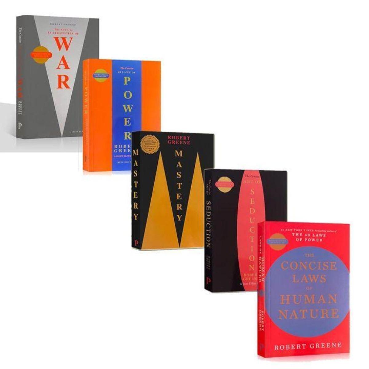 Robert Greene 5-Book Set (CONCISE EDITIONS) – Exact Copy Set | 48 Laws of Power, Art of Seduction, Mastery & More (Smaller Version)