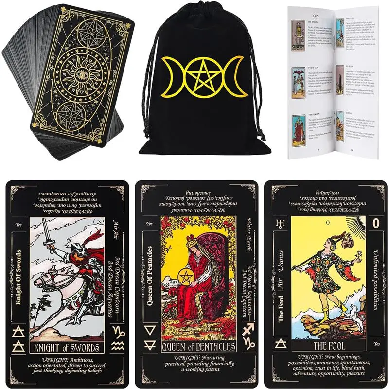 78-Card Classic Original Tarot Deck with Guide Book, Linen Carry Bag and Printed Meanings – Fortune Telling Card Game for Beginners (Toys & Hobbies, Games & Puzzles), Tarot Cards