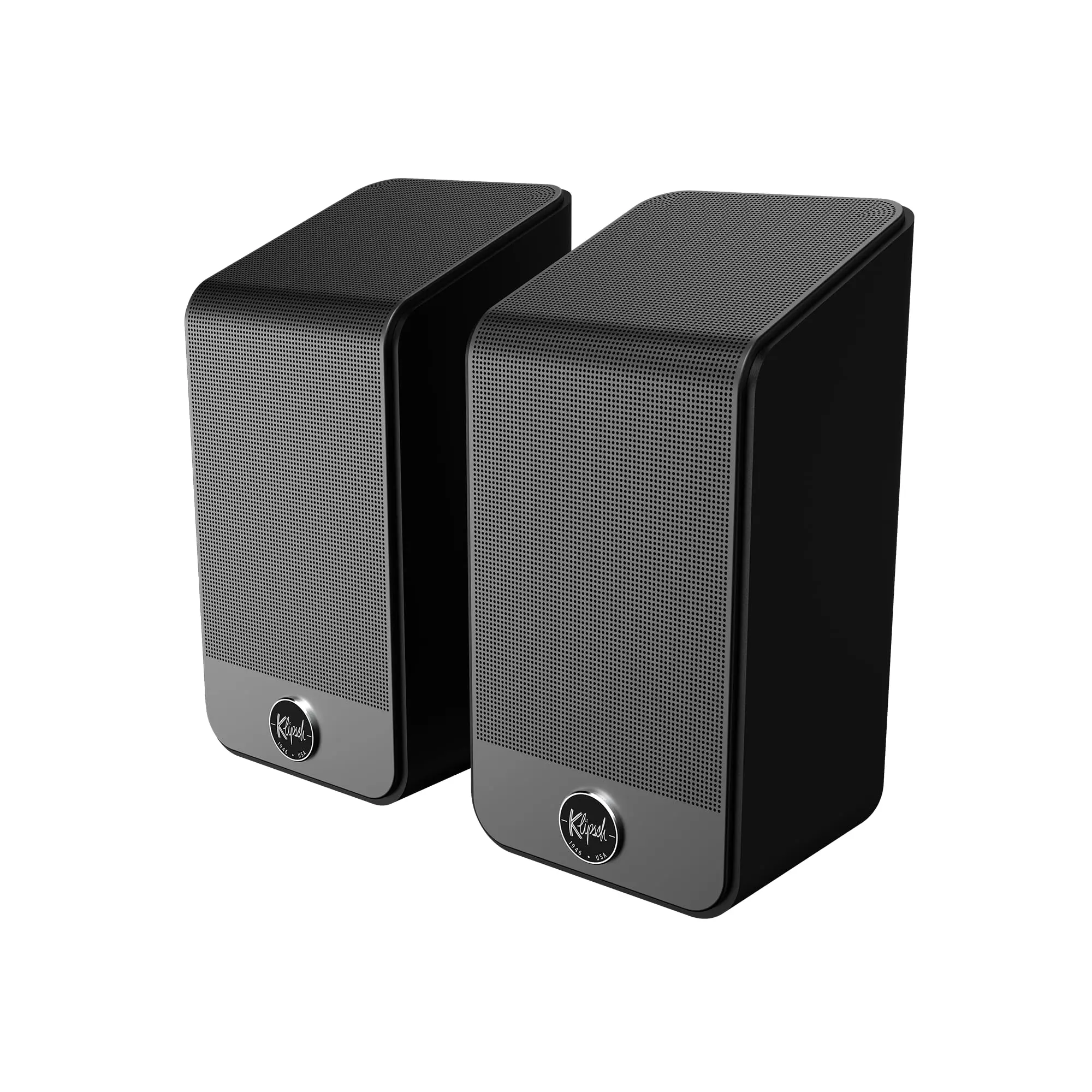 Klipsch Flexus SURR 200 Dolby Atmos Enhanced Surround Audio Bass Speakers - Black, Cord-Connected (Power Cable), Exclusively for Flexus Sound Bars, Core 300 Subwoofer Compatible, Wall Plug, Home Cinema For Surround Sound Systems