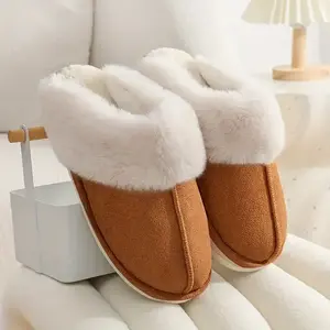 Womens Cotton Slippers Cozy Memory Foam Slippers Anti-Skid Rubber Sole Fuzzy Slippers Comfortable Warm Scuff Slippers Slip on Winter with Non-Slip Indoor Outdoor Suitable For Women Girl Flipflop outdoor use