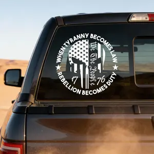 We The People Sticker Decals 1776 Distressed American USA Flag Skull Decal Patriotic Vinyl Decal for Auto Car Truck SUV Window