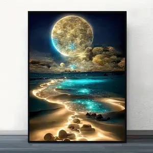 Ocean Aurora Diamond Painting Kit, Adult Art Craft Set, Frameless DIY 5D Diamond Art, Diamond Art Tools, Home Decor, Perfect Gift for Holidays, Handmade Gifts, Diy Diamond Arts