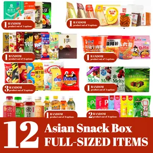 Festive Snack Gift Box - 12 Full-Sized Japanese & Chinese Snacks & Drinks - Asian Snack Box - Perfect for Gifting or Taste-Testing - Randomly Selected Items - Trending Brands