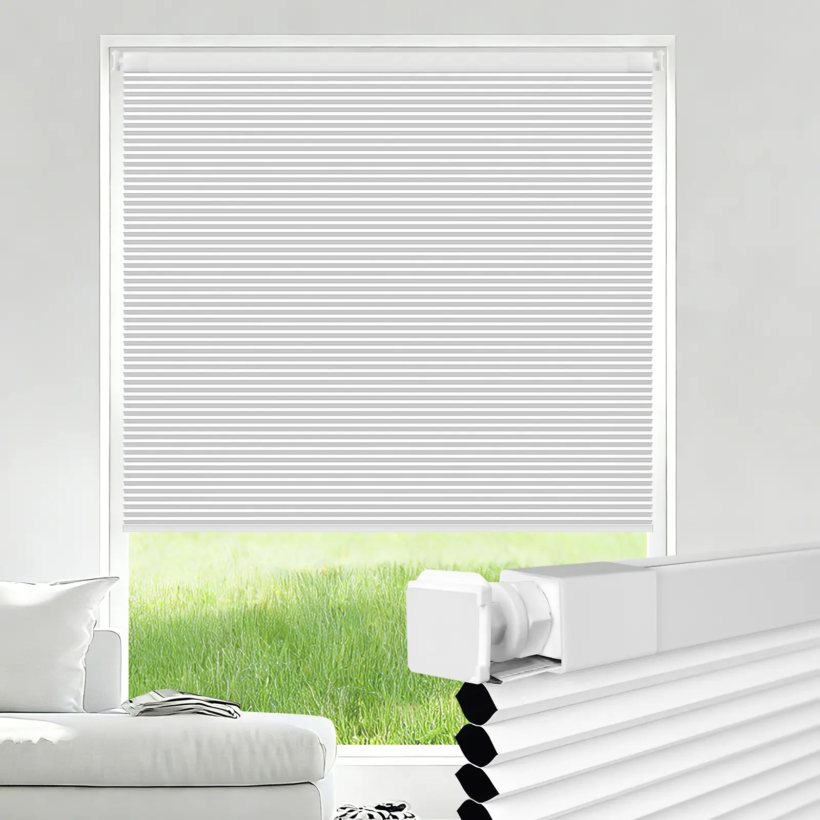 inCustom No Drill No Tools Cellular Shades, Blackout Cordless Window Blinds for Indoor Windows, Easy to Install Honeycomb Blinds