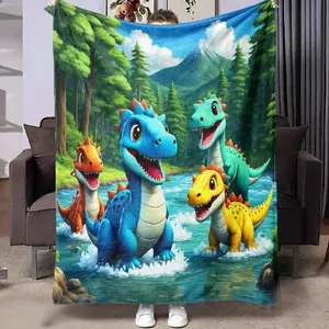 Dinosaur Pattern Blanket,Soft Comfortable Warm Throw, Air-conditioned Room Blanket, Warm Nap Blanket for Home Office Travel Camping