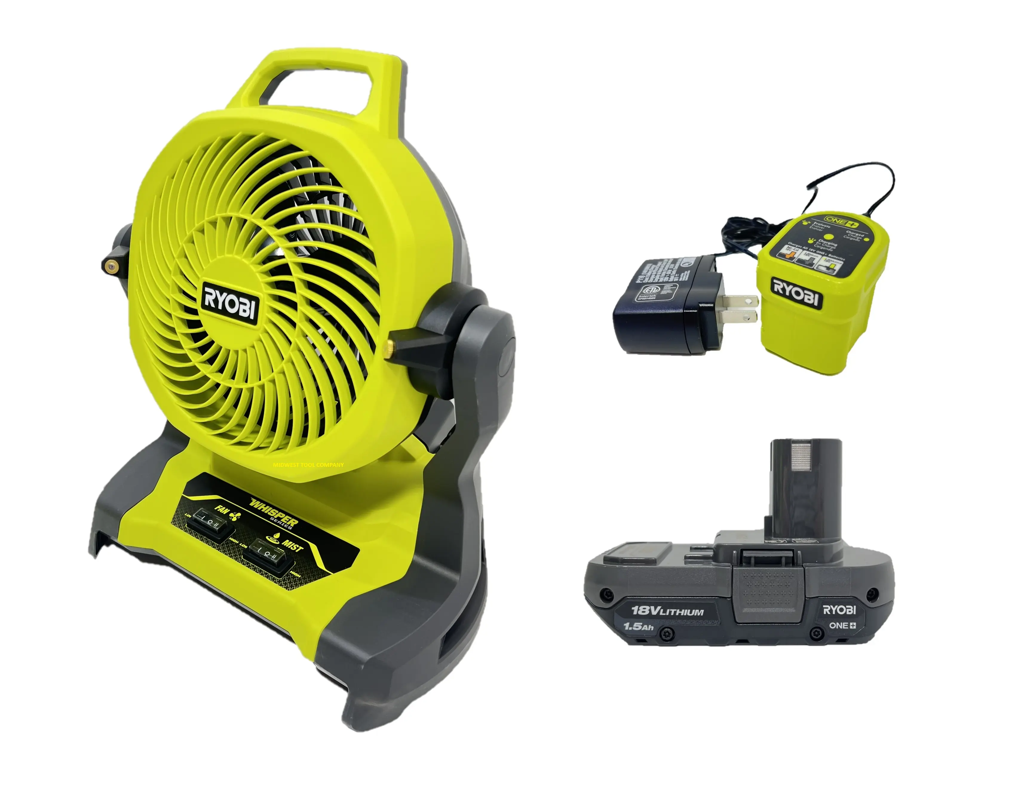 Ryobi 18 Volt Cordless 7-1/2 in. Bucket Top Misting Fan Kit PCL851K