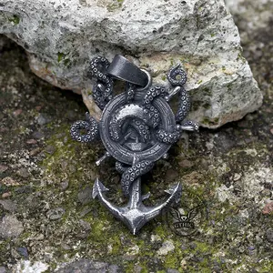 GTHIC Unisex Kraken Octopus Stainless Steel Marine Pendant Anchor Punk Jewelry For Daily Wear