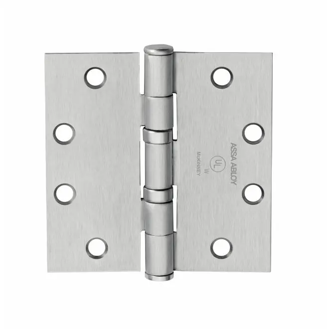 McKinney TA271441226D 4.5x4.5 in. Square Corner Standard Weight 5-Knuckle Ball Bearing Chrome Hinge, No.55858 Satin Chrome, Chrome Hinges