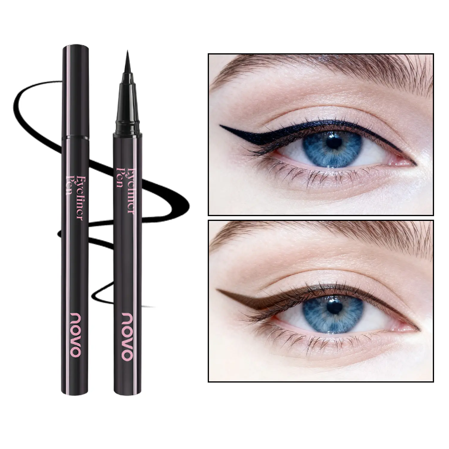 novo Ultra Fine Tip Liquid Eyeliner Pen for Lower Lashes - Long Lasting, Waterproof & Smudge-Resistant Under Eye Cosmetic for Beginners