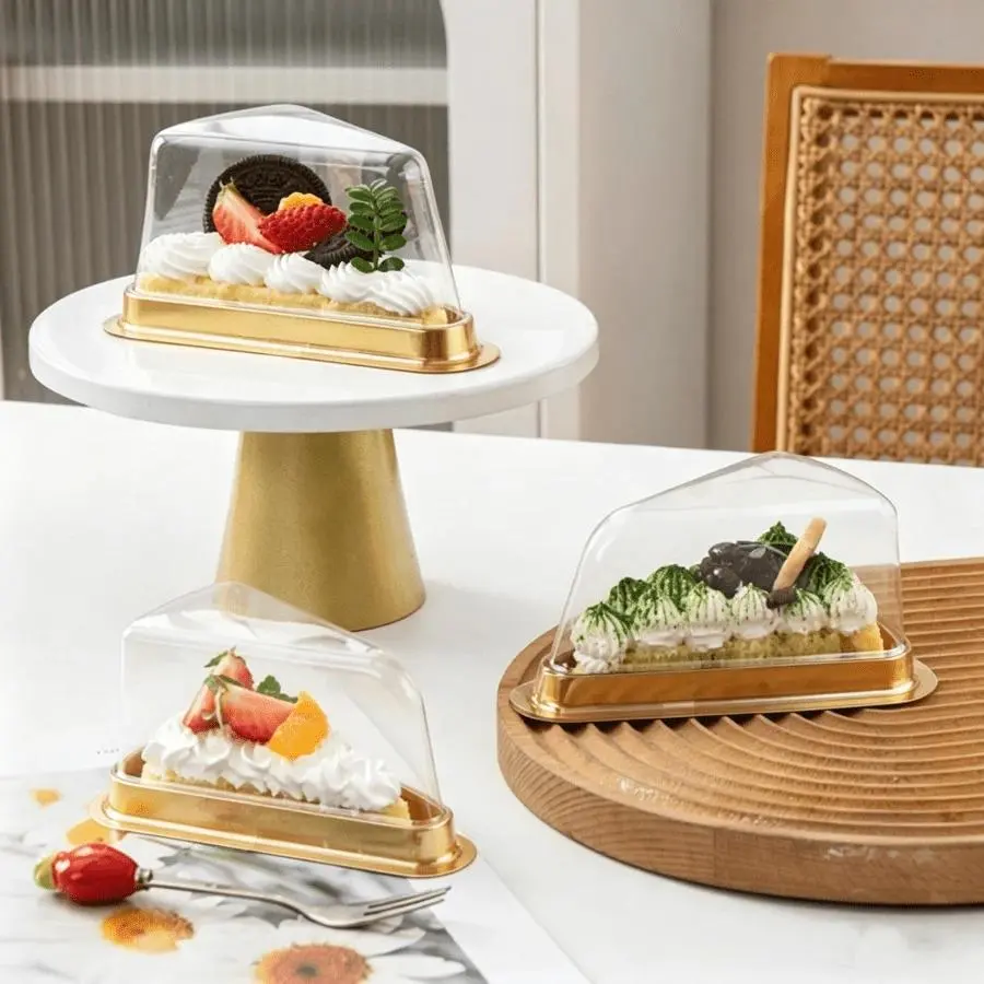 30pcs, Transparent PP Cake Slice Container, Very Suitable For Cheese Cake, Pie Dessert Triangle Design, Easy To Store And Display School Supplies Food Bag Food Box Suitable For Candy Chocolate Cookies Etc.