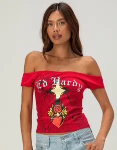 ED HARDY Womens Off The Shoulder Top