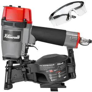 XtremepowerUS Nail Gun 7/8" to 1-3/4" Coil Roofing Nailer Patio Roofing Goggle