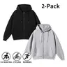 2 Pack Affordable Men’s Solid Full Zip Hooded Sweatshirts, Cozy Loose Fit Drawstring Zip Jacket with Pocket, Ideal for Gym, Cycling, Lounging, and Everyday Outfits hoodies