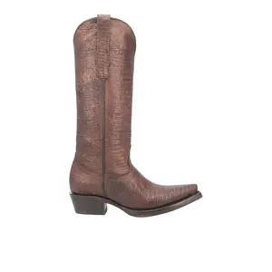 Dingo Womens Athena Lizard Snip Toe  Casual Boots Mid Calf Low Heel 1-2" - Brown