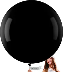 PartyWoo Black Balloons 4 pcs 36 Inch Latex Helium Matte Black Balloons for Baby Shower Birthday Graduation Casino Gaming Anniversary Retirement Pirate Race Car Theme Party Decorations Black-Y18