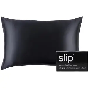 Slip The Original Queen Silk Pillow Case - 100% Pure 22 Momme Mulberry Silk - Black 853218006018