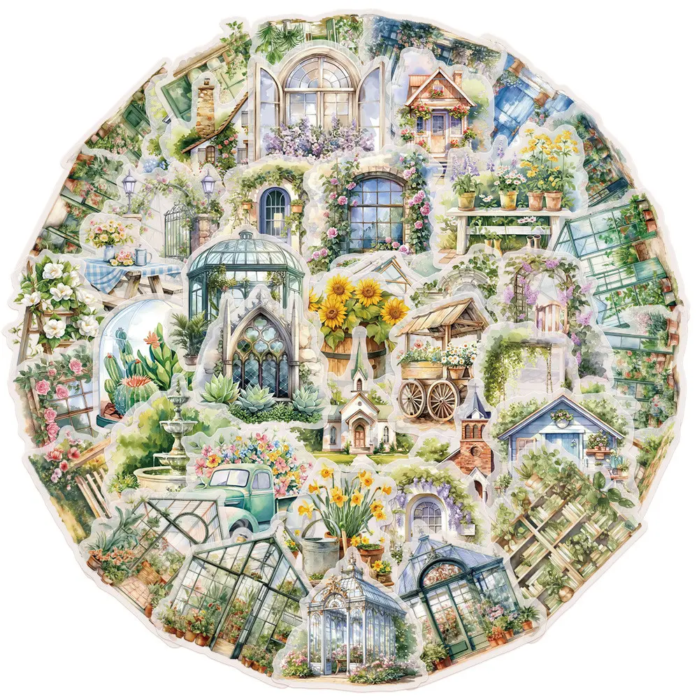 ​50pcs Cottage Garden Sticker Pack | Waterproof Botanical Decals for Journals & Tech