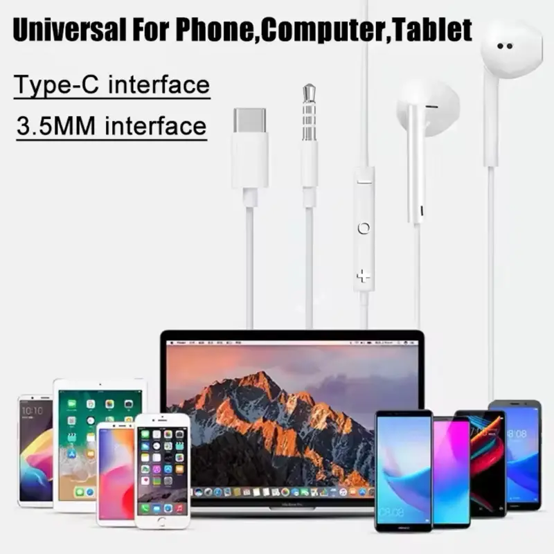 Original Headphones Wired For Apple iPhone Android  Macbook and Pc with noise cancelling. Usb-c lightning and 3.5 mm