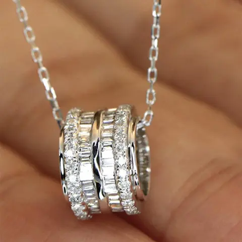 Women's Elegant Artificial Zircon Decor Pendant Necklace, Exquisite Trendy Charm Necklace, Chic Gorgeous Jewelry As Gift for Girlfriend, Cubic Zirconia Necklaces, Sparkling CZ Necklace, Decorative Necklace